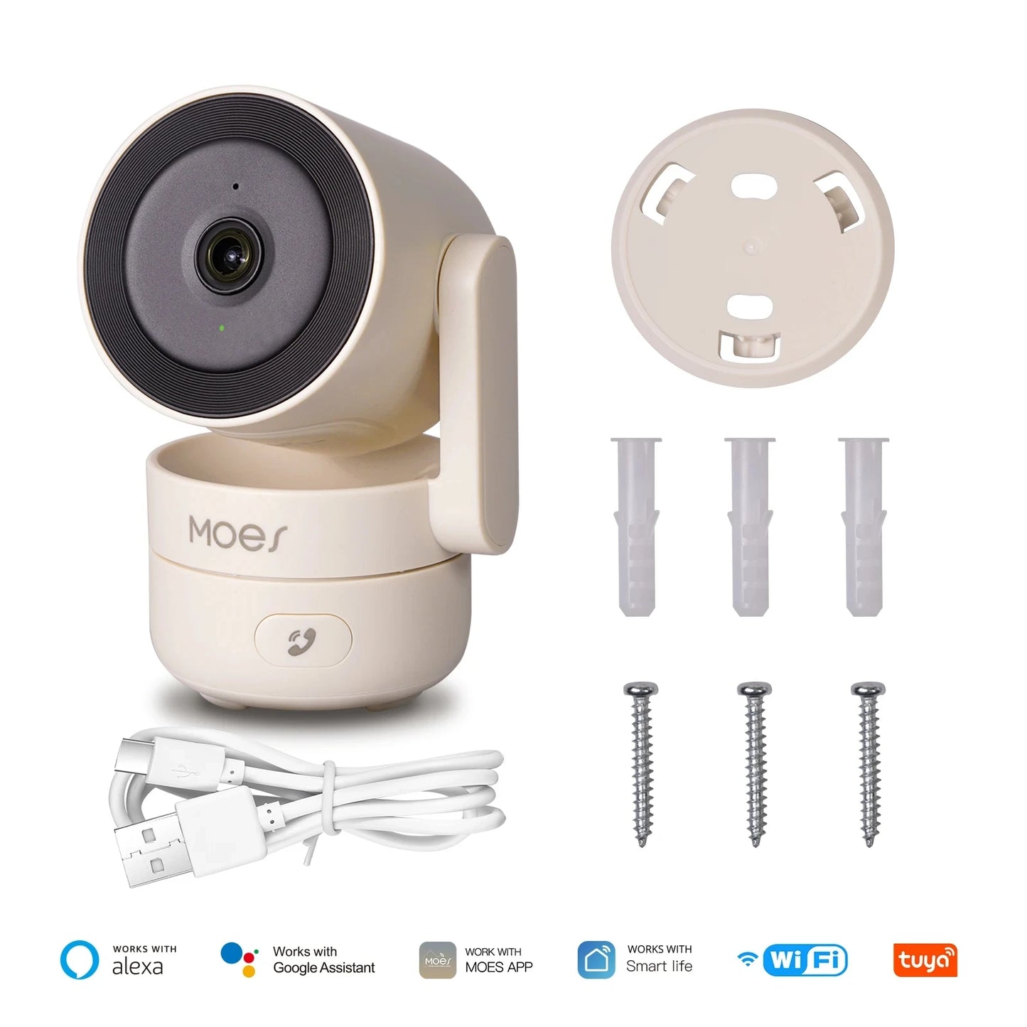 Câmera de Segurança Pan Tilt Inteligente, Wi-Fi, 4MP, HD, Infravermelho, Visão Nocturna, Movimento, Detecção de Som, Monitor, Patrulha Panorâmica