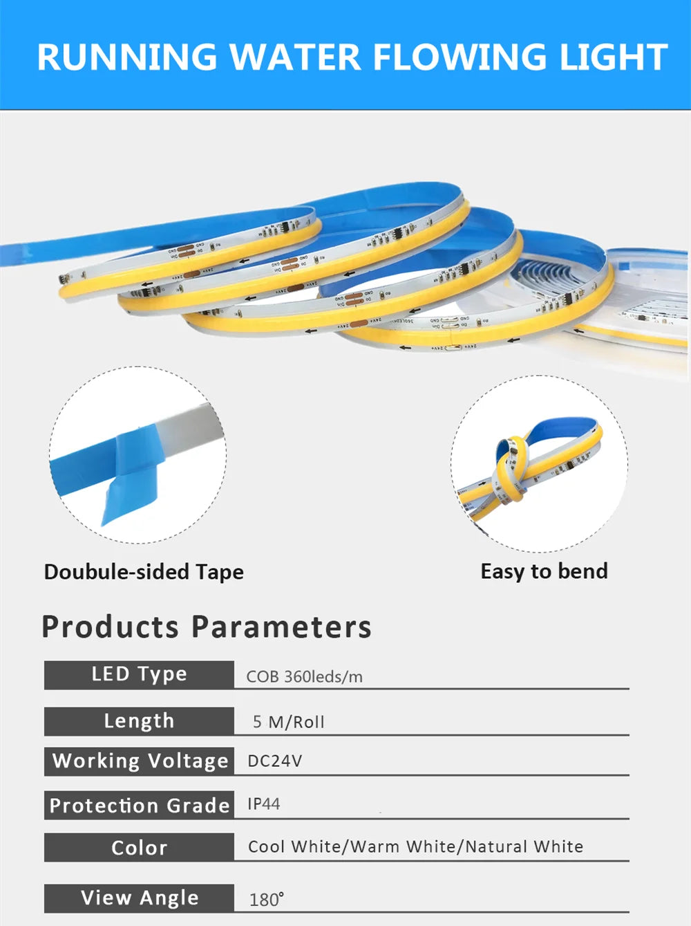 Fita de Led Endereçada, Controle Remoto Sem Fio, DC24V Conjunto Completo