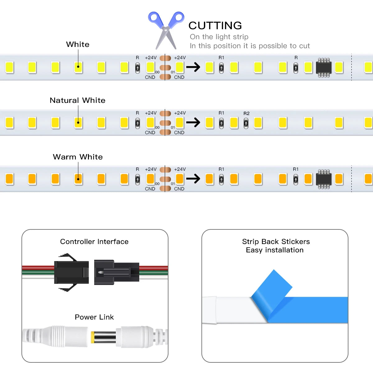 Fita de Led Endereçável, Lâmpada Linear Flexível, DC 24V, 10m Roll, 120LEDs por Rolo