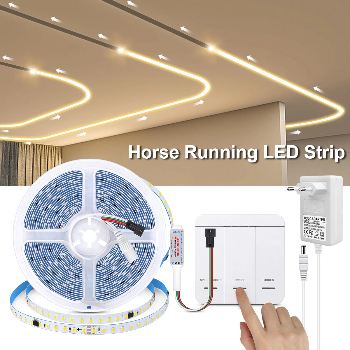 Fita de Led Endereçável, Lâmpada Linear Flexível, DC 24V, 10m Roll, 120LEDs por Rolo