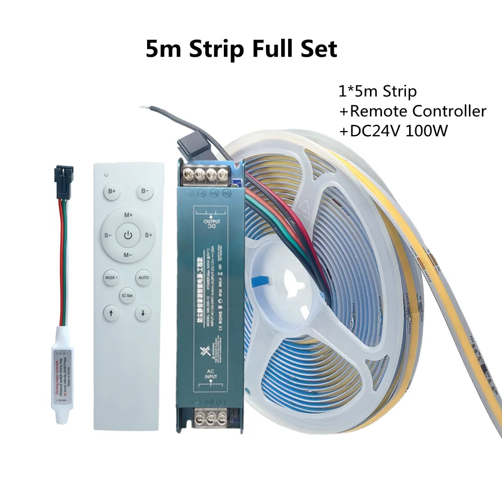 Fita de Led Endereçada, Controle Remoto Sem Fio, DC24V Conjunto Completo