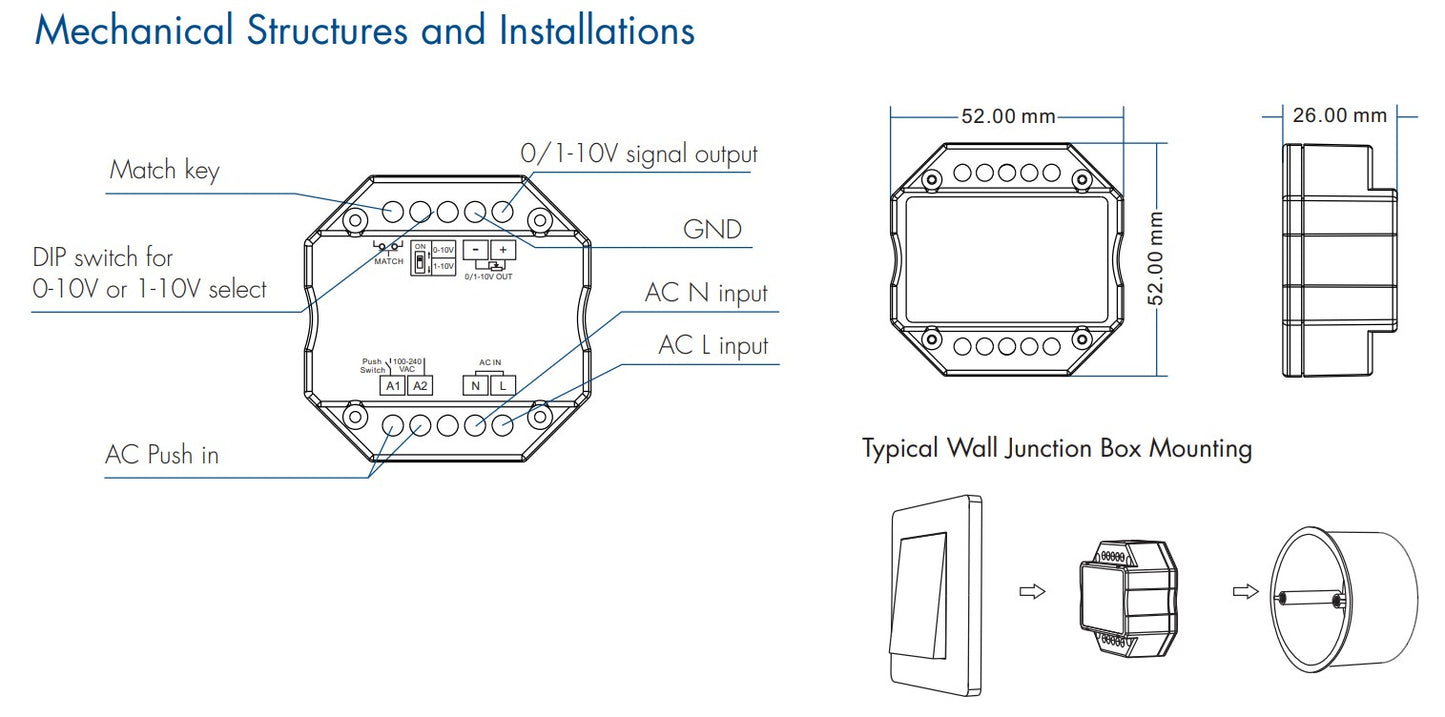 Tuya Zigbee RF AC Triac LED Controller, Dimmer, Controle de Interruptor