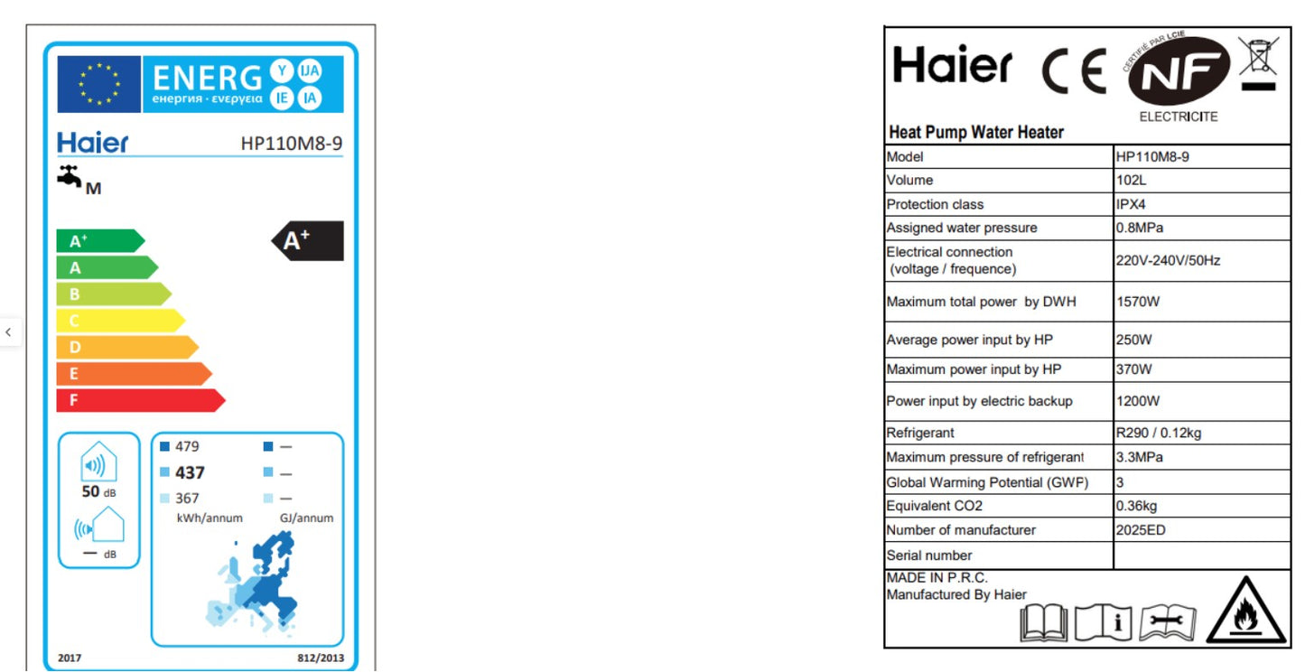 Bomba calor AQS mural Haier 110 L R290