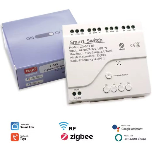 4CH Zigbee, Módulo de Relé,  RF433Mhz, Receptor de Controle Remoto, 220V