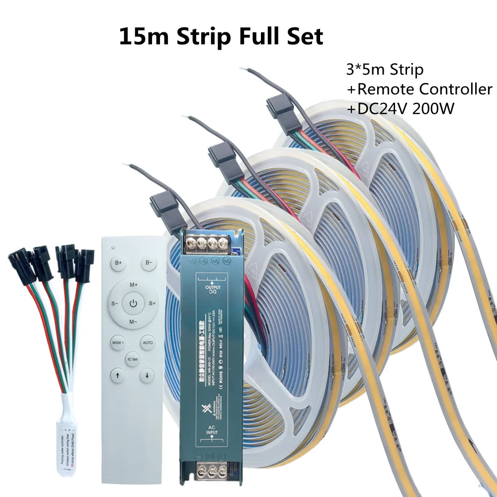 Fita de Led Endereçada, Controle Remoto Sem Fio, DC24V Conjunto Completo