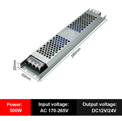 Fonte de alimentação led 12v 24v, 60w 100w 200w 300w 400w 500w, transformador ac/dc ultrafino, conversor de driver de led para iluminação de tira led
