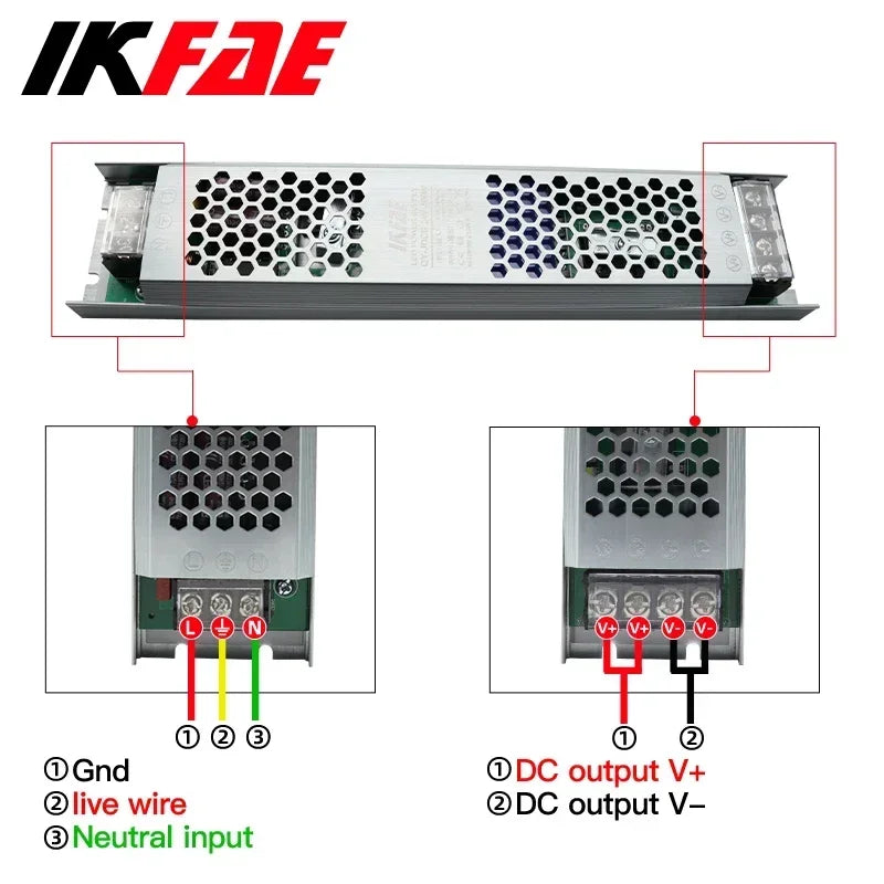 Fonte de alimentação led 12v 24v, 60w 100w 200w 300w 400w 500w, transformador ac/dc ultrafino, conversor de driver de led para iluminação de tira led