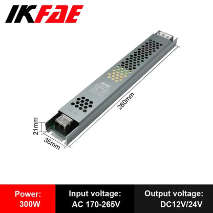Fonte de alimentação led 12v 24v, 60w 100w 200w 300w 400w 500w, transformador ac/dc ultrafino, conversor de driver de led para iluminação de tira led