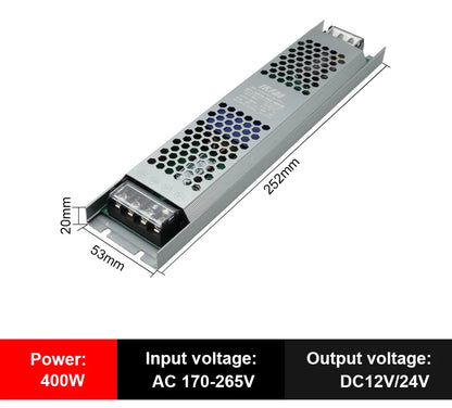 Fonte de alimentação led 12v 24v, 60w 100w 200w 300w 400w 500w, transformador ac/dc ultrafino, conversor de driver de led para iluminação de tira led