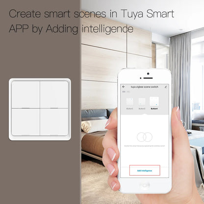 Interruptor Sem Fio, Alimentado por Bateria, Dispositivos Tuya, ZigBee