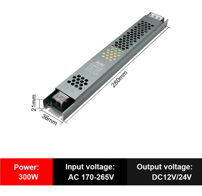 Fonte de alimentação led 12v 24v, 60w 100w 200w 300w 400w 500w, transformador ac/dc ultrafino, conversor de driver de led para iluminação de tira led