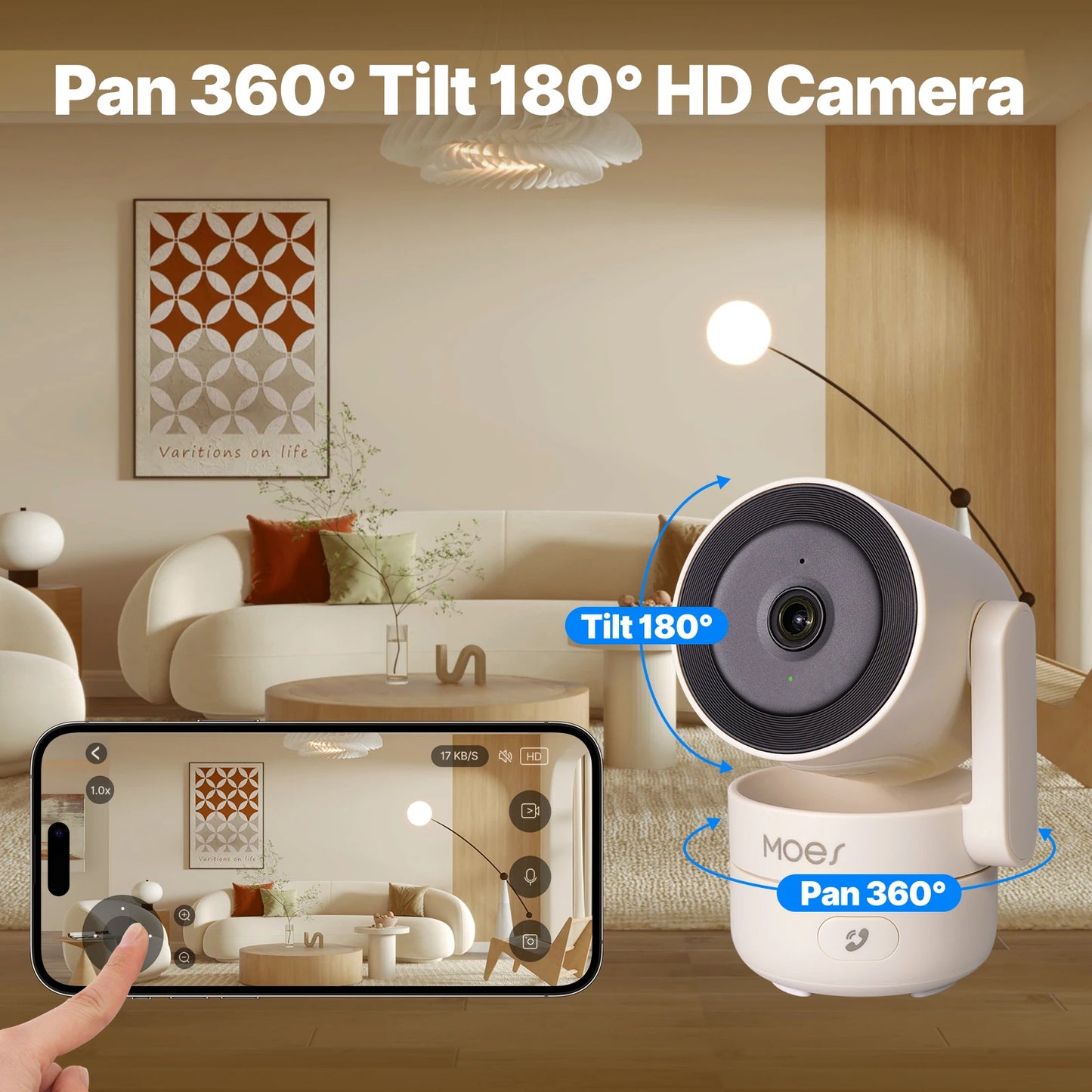 Câmera de Segurança Pan Tilt Inteligente, Wi-Fi, 4MP, HD, Infravermelho, Visão Nocturna, Movimento, Detecção de Som, Monitor, Patrulha Panorâmica