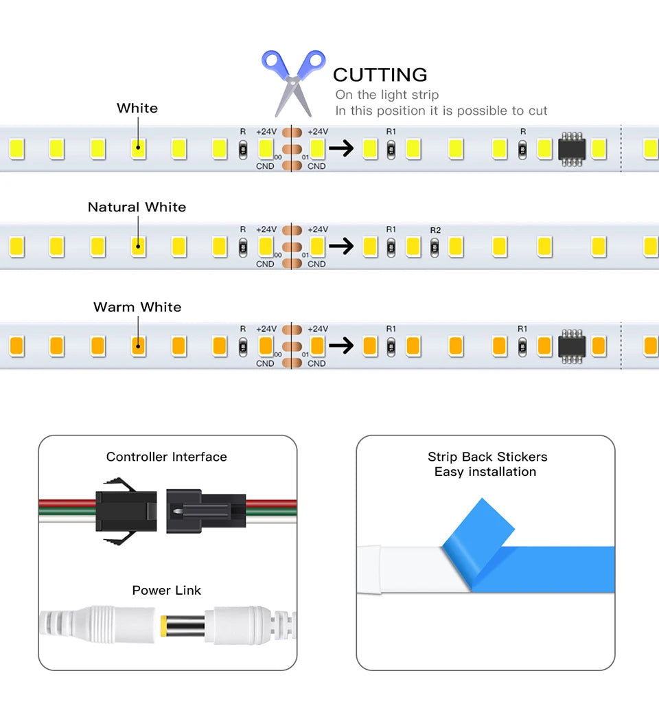 Fita de Led Endereçável, Lâmpada Linear Flexível, DC 24V, 10m Roll, 120LEDs por Rolo