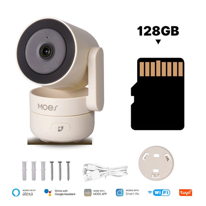 Câmera de Segurança Pan Tilt Inteligente, Wi-Fi, 4MP, HD, Infravermelho, Visão Nocturna, Movimento, Detecção de Som, Monitor, Patrulha Panorâmica