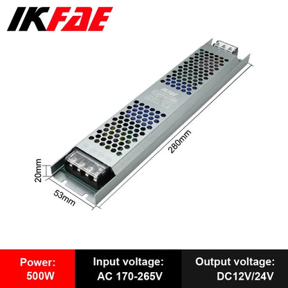 Fonte de alimentação led 12v 24v, 60w 100w 200w 300w 400w 500w, transformador ac/dc ultrafino, conversor de driver de led para iluminação de tira led