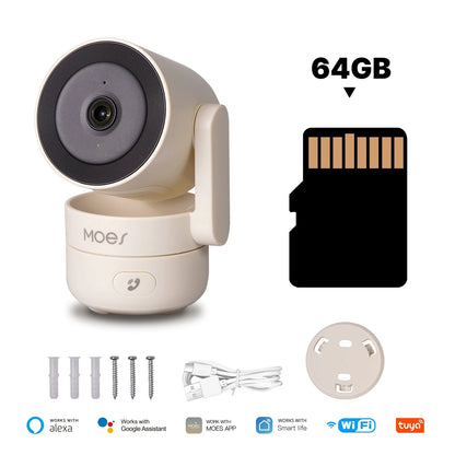 Câmera de Segurança Pan Tilt Inteligente, Wi-Fi, 4MP, HD, Infravermelho, Visão Nocturna, Movimento, Detecção de Som, Monitor, Patrulha Panorâmica